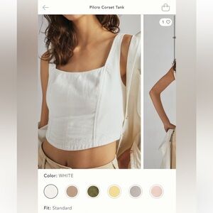 Pilcro White Fitted Crop Tank Top